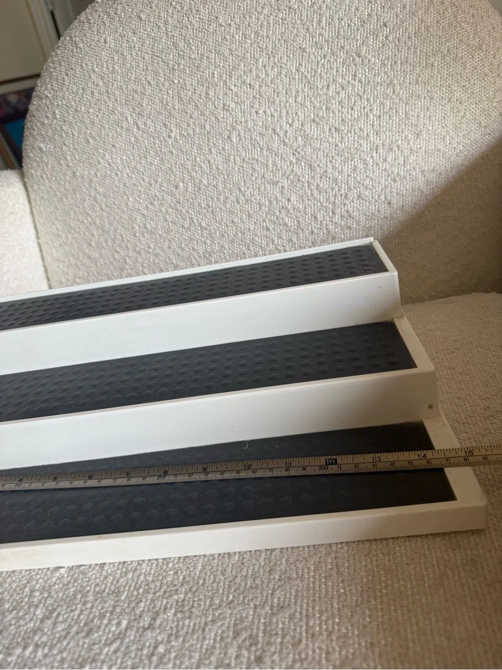 White 3-Tier Display Stand with Black Non-Slip Pads